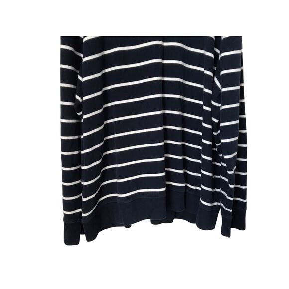 Lands End Sweater Mens Size 4XL Bedford Rib 1/4 Zip Blue Stripe 100% Cotton - Picture 3 of 12